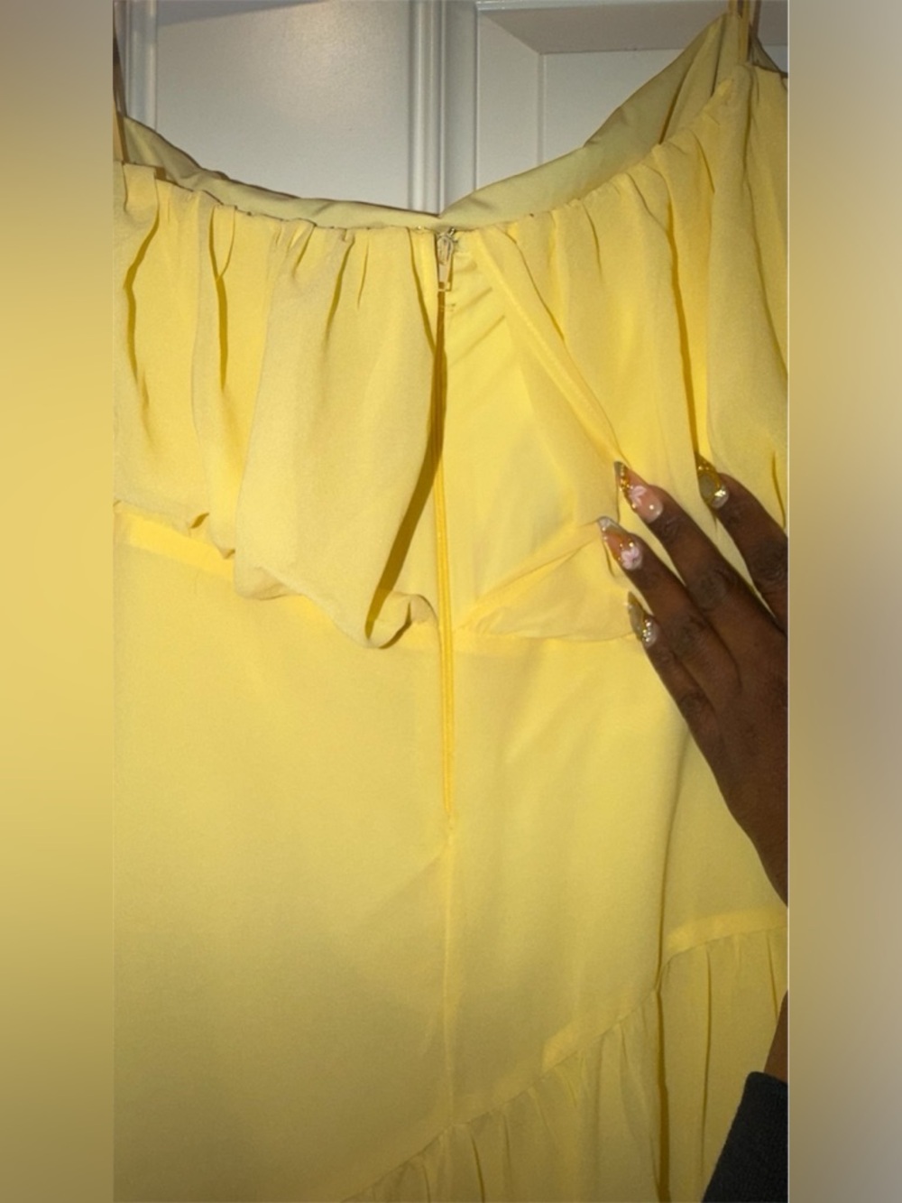 NWT Elegant Strapless Tiered Maxi Dress - Yellow (Size L) - Picture 8 of 8